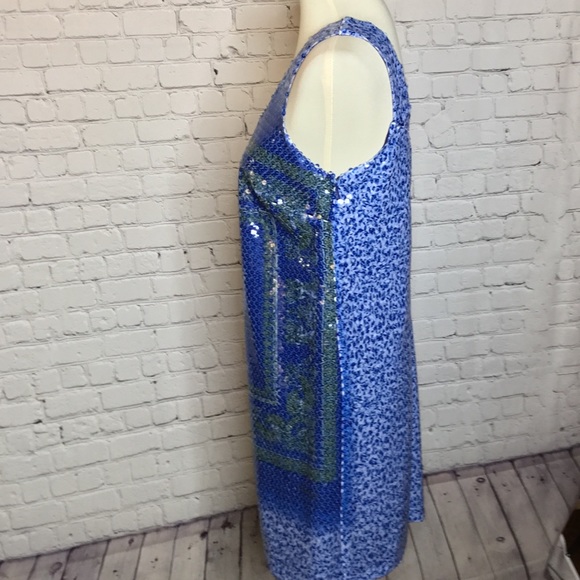 VERSACE TIGER BLUE SEQUIN SHIFT DRESS - Picture 6 of 8